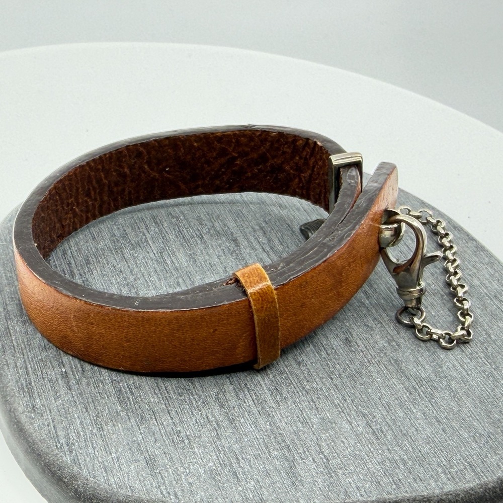 Brown Leather Grunge Charm Bracelet Gothic Chunky Festival Y2K Boho Jewelry - Picture 8 of 13
